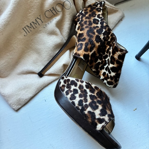 Jimmy Choo Shoes - Jimmy Choo open toe Pumps High Heels pony hair leopard cheetah